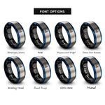 font options for inside engraving on black & blue & gray skull half mask rings