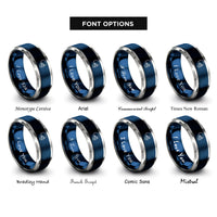 font options for inside engraving on blue & gray skull half mask rings