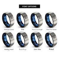 font options for inside engraving on black & blue & silver skull hat rings