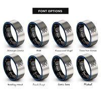 font options for inside engraving on black & blue & gray skull hat rings