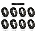 font options for inside engraving on black & silver skull headphones rings