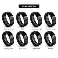font options for inside engraving on black skull headphones rings