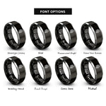 font options for inside engraving on black & grey skull helmet rings