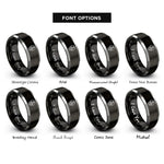 font options for inside engraving on black & silver skull hourglass rings