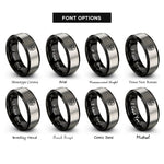 font options for inside engraving on black & gray skull hourglass rings