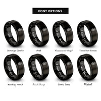 font options for inside engraving on black skull hourglass rings