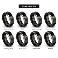 font options for inside engraving on black & grey skull magic circle rings