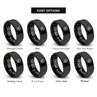 font options for inside engraving on black skull magic circle rings