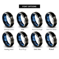 font options for inside engraving on black & blue & gray skull mask rings