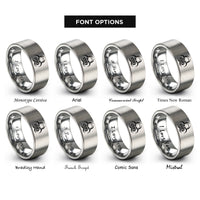 font options for inside engraving on grey skull mask rings