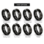 font options for inside engraving on black & silver skull mohawk crossbones rings