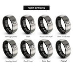 font options for inside engraving on black & gray skull ouroboros rings