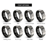 font options for inside engraving on black & gray skull ouroboros rings