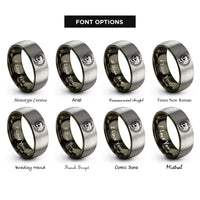font options for inside engraving on gunmetal & grey skull ouroboros rings