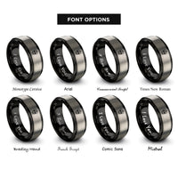 font options for inside engraving on black & silver skull pentagram rings