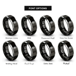 font options for inside engraving on black & silver skull pentagram rings