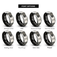font options for inside engraving on black & silver skull pentagram rings
