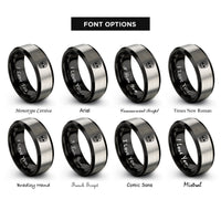font options for inside engraving on black & gray skull pentagram rings