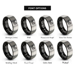 font options for inside engraving on black & silver skull peony rings