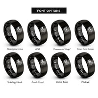 font options for inside engraving on black skull peony rings