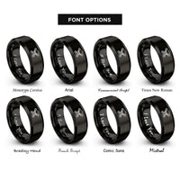 font options for inside engraving on black skull pistons rings
