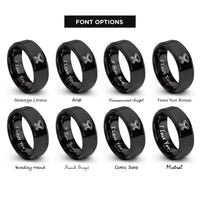 font options for inside engraving on black skull pistons rings