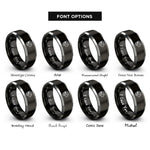 font options for inside engraving on black & grey skull pocket watch rings