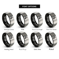 font options for inside engraving on black & gray skull raven rings