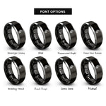 font options for inside engraving on black & gray skull raven rings