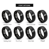 font options for inside engraving on black skull raven rings