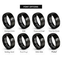 font options for inside engraving on black skull raven rings