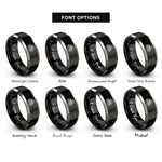 font options for inside engraving on black & gray skull roses rings