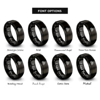 font options for inside engraving on black skull roses rings