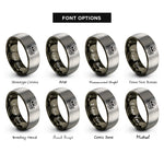 font options for inside engraving on gunmetal & grey skull roses rings