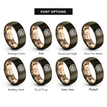 font options for inside engraving on gunmetal & rose gold skull royal laurel rings