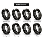 font options for inside engraving on black & gray skull spatula rings