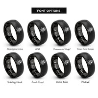 font options for inside engraving on black skull spatula rings