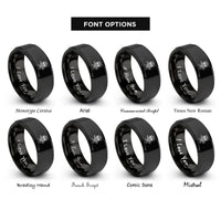 font options for inside engraving on black skull spatula rings