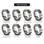 font options for inside engraving on silver skull spatula rings