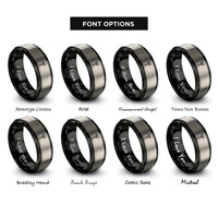 font options for inside engraving on black & grey skull spine rings
