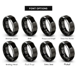 font options for inside engraving on black & gray skull spine rings