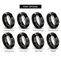 font options for inside engraving on black & gray skull spine rings