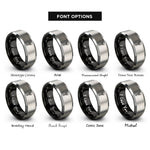 font options for inside engraving on black & grey skull spine rings