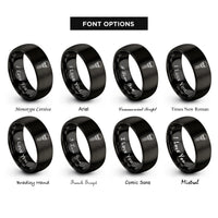 font options for inside engraving on black skull spine rings