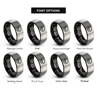 font options for inside engraving on black & gray skull thorns rings