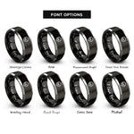 font options for inside engraving on black & silver skull thorns rings
