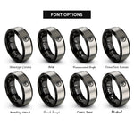 font options for inside engraving on black & grey skull thorns rings
