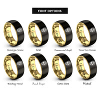 font options for inside engraving on black & gold skull web rings