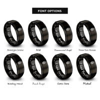 font options for inside engraving on black skull web rings