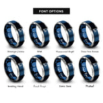 font options for inside engraving on blue & grey skydiver freefall rings